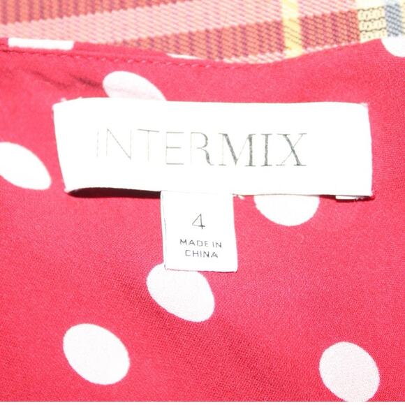 Intermix Red White Polka Dot Peplum Blouse Long Sleeve Coquette Women’s Size 4 - Picture 4 of 4